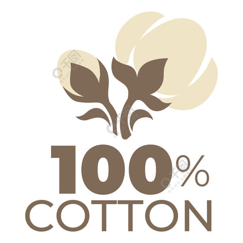 天然材料棉产品标签田间植物分离图标矢量有机纺织和织物行业标志或
